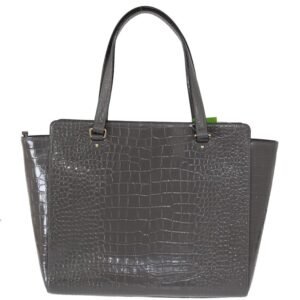 Grey Croc Embossed Leather Elissa Bristol Drive Tote Handbag Bag