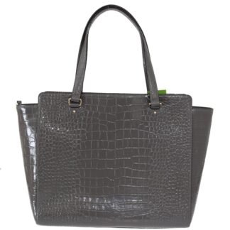 Grey Croc Embossed Leather Elissa Bristol Drive Tote Handbag Bag
