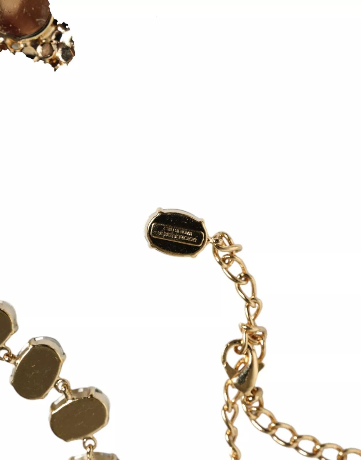Gold Brass Link Chain Rose Petal Crystal Necklace - Image 3