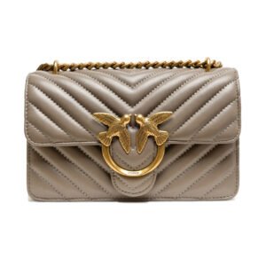 Grey Leather Love One Mini Shoulder Bag