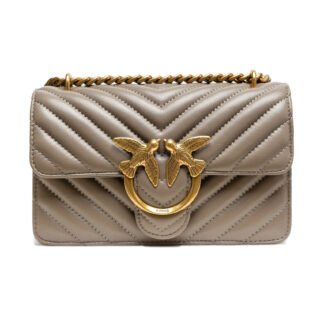 Grey Leather Love One Mini Shoulder Bag
