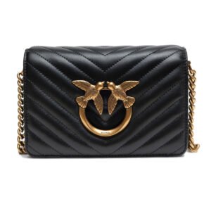Black Leather Love Click Mini Shoulder Bag