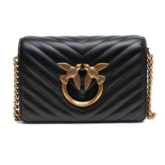 Black Leather Love Click Mini Shoulder Bag