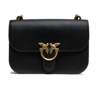 Black Leather Love Bell Classic Shoulder Bag