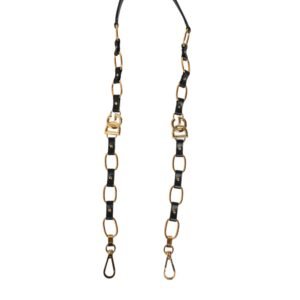 Black Leather Gold Chain Bag Accessory Shoulder Strap