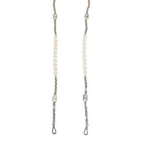 Black Leather Pearl Chain Bag Accessory Shoulder Strap