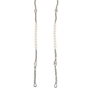 Black Leather Pearl Chain Bag Accessory Shoulder Strap