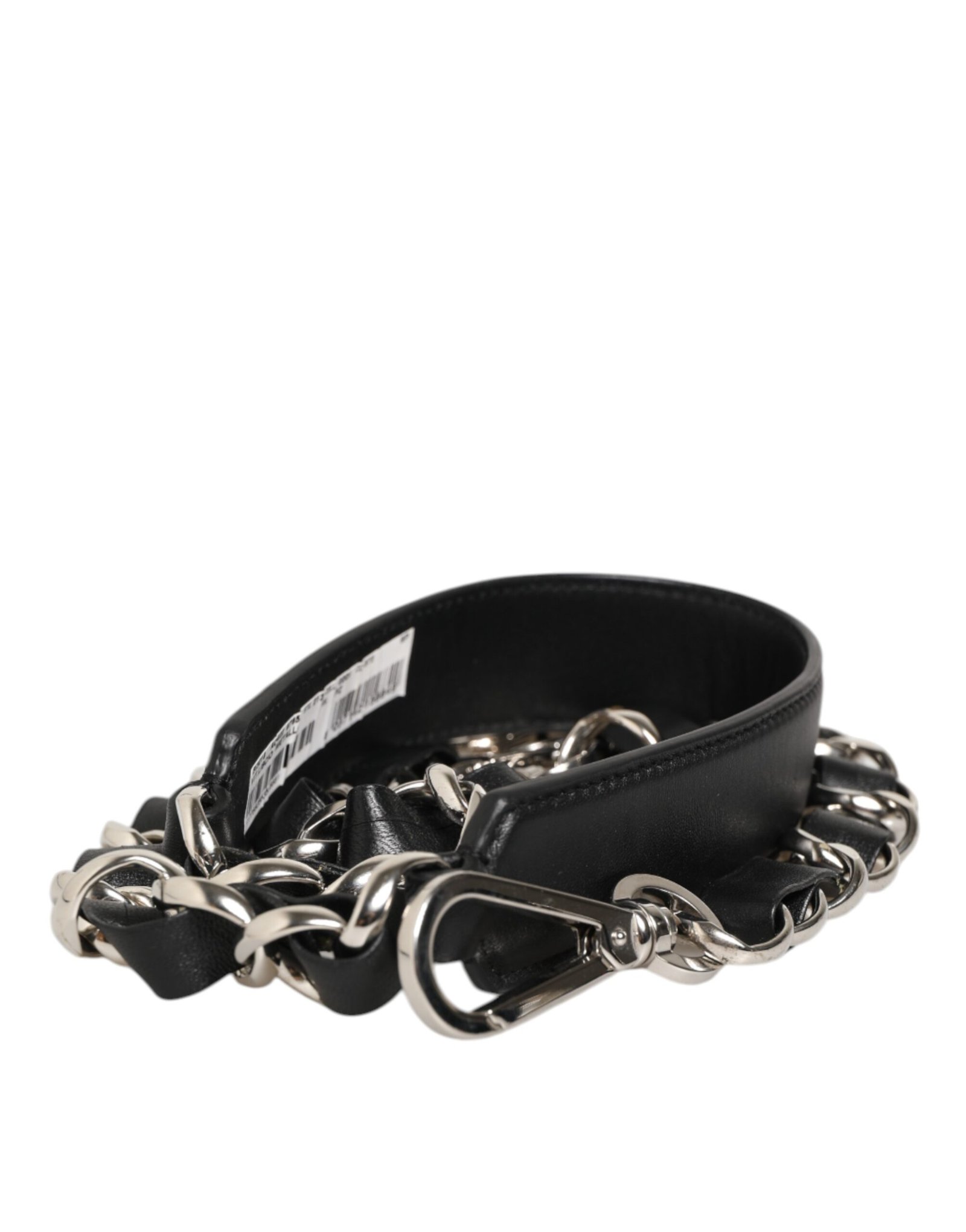 Black Leather Silver Chain Bag Accessory Shoulder Strap - Image 7