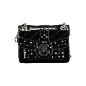 Black Polyurethane Women Shoulder Bag