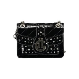 Black Polyurethane Women Shoulder Bag
