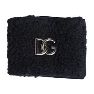 Black Polyester Logo Plaque Men One Size Wristband
