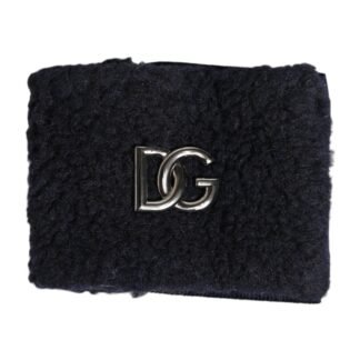 Black Polyester Logo Plaque Men One Size Wristband