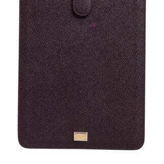 Dark Brown Leather Logo Plaque Cover Sleeve Tablet Case
