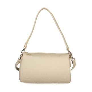 Beige Polyurethane Women Bag