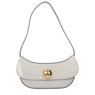 Gray Leather Shoulder Bag